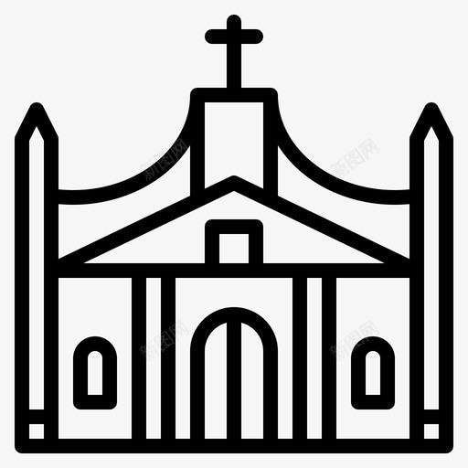 教堂建筑物城市图标svg_新图网 https://ixintu.com 中的 地方 城市 城镇 建筑物 教堂