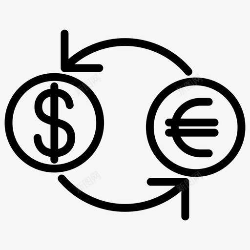 货币货币转换器美元图标svg_新图网 https://ixintu.com 加粗 商业 图标 欧元 粗线条 美元 货币 转换器