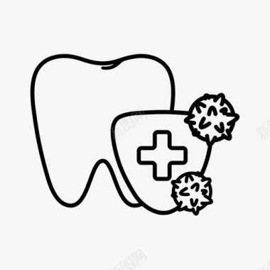 牙齿和细菌牙齿护理牙科图标图标