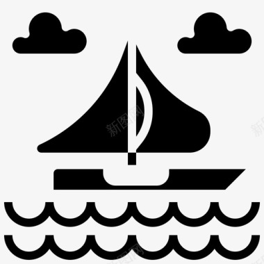 救生艇帆帆船图标图标