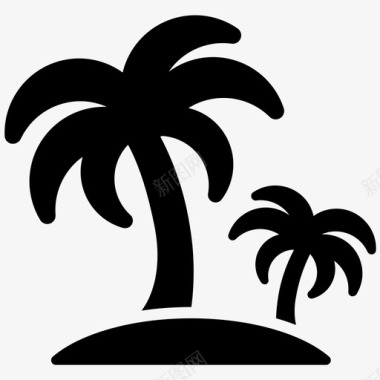 岛假日棕榈树图标图标