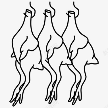 鲜鸡挂在肉店食品肉图标图标
