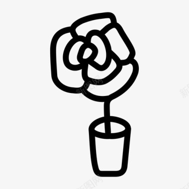 玫瑰花花瓶图标图标