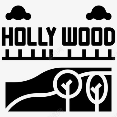 好莱坞标志建筑建筑和城市图标图标