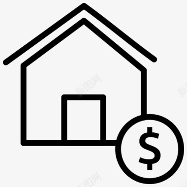 房屋贷款硬币房屋图标图标