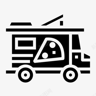 比萨卡车送货食品图标图标