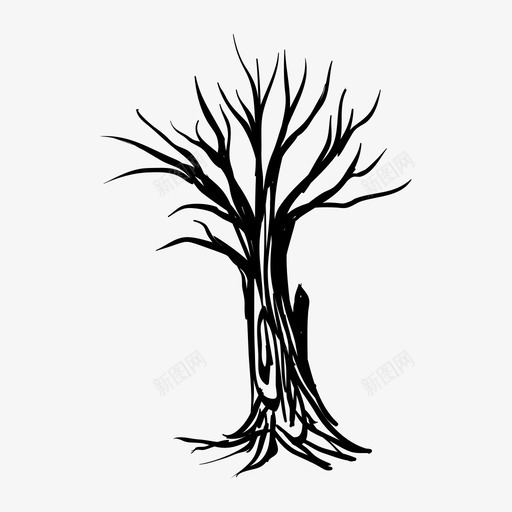 冬天的树光秃秃的树枯树图标svg_新图网 https://ixintu.com 光秃秃 冬天 枯树