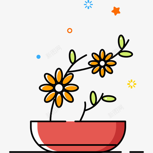 植物icon-海棠花svg_新图网 https://ixintu.com 植物icon-海棠花 线性 多色 可爱