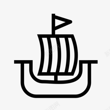维京船古董中世纪图标图标