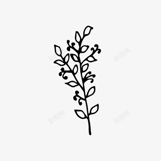 植物树枝花卉图标svg_新图网 https://ixintu.com 手绘 树枝 植物 自然 花卉