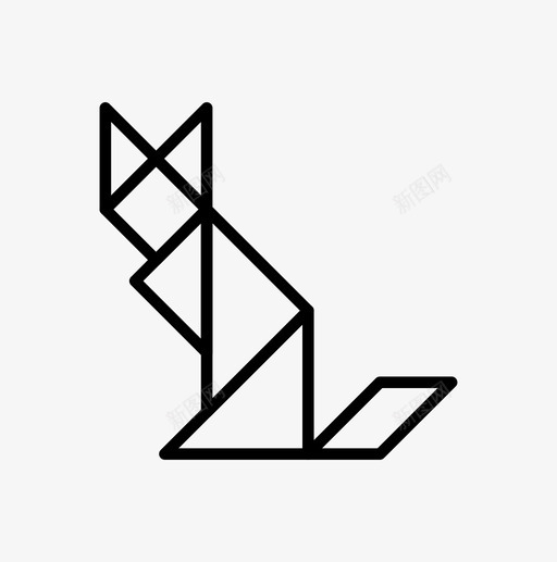猫拼图解题图标svg_新图网 https://ixintu.com 七巧板 三角形 拼图 正方形 解题 雅致