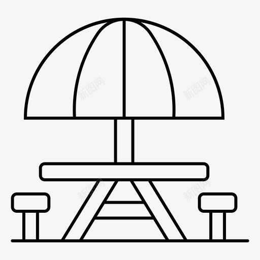 野餐户外野餐桌图标svg_新图网 https://ixintu.com 户外 旅行 秋天 野餐 野餐桌 雨伞