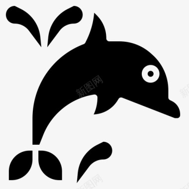 海豚海滩海洋生物图标图标
