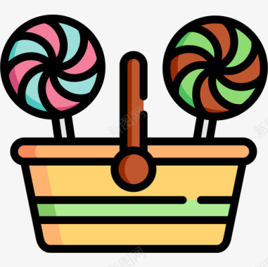 棒棒糖糖果店3线性颜色图标图标