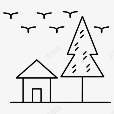 房屋房屋和树木城市图标图标