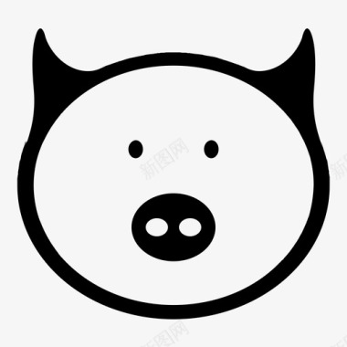 猪动物培根图标图标
