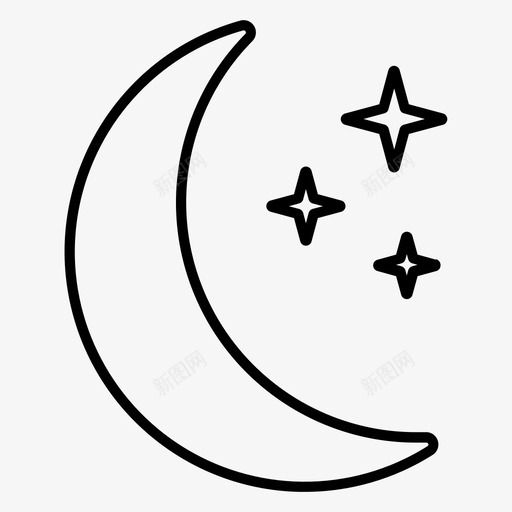夜光模式图标svg_新图网 https://ixintu.com 信息包 光 夜 星星 月亮 模式