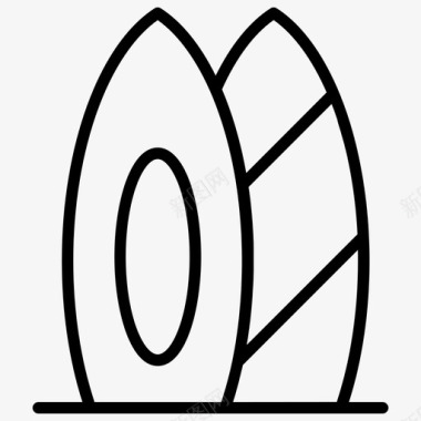 冲浪板运动和极限常规线条组61图标图标
