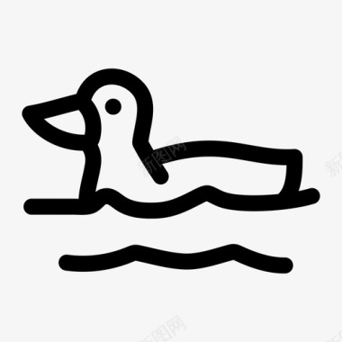 鸭子游泳鸟水图标图标
