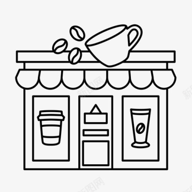 咖啡厅零售业商店图标图标