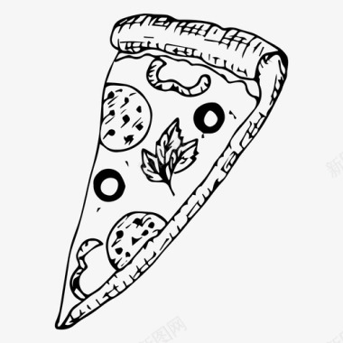 披萨片快餐块图标图标