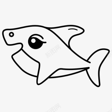 小鲨鱼卡通鲨鱼家庭图标图标