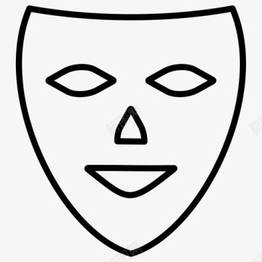 面具脸艺术大胆的线条图标图标