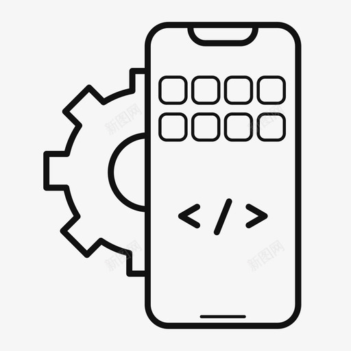 移动应用开发svg_新图网 https://ixintu.com 移动应用开发 线性 单色 简约