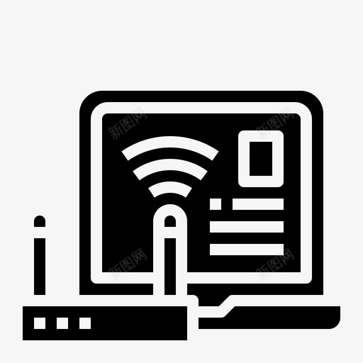 无线通讯连接图标svg_新图网 https://ixintu.com 无线 电脑 笔记本 路由器 连接 通讯 黑色