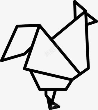 折纸鸡肉苍蝇图标图标