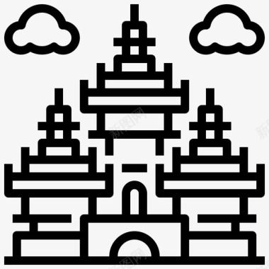 吴哥窟建筑建筑和城市图标图标