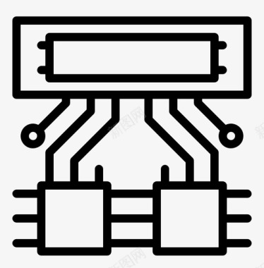 集成电路芯片连接图标图标