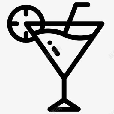 鸡尾酒酒精沙滩图标图标