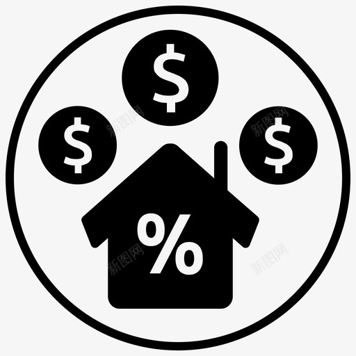 买房住房贷款利息图标svg_新图网 https://ixintu.com 买房 住房贷款 利息 填充 房产 房地产