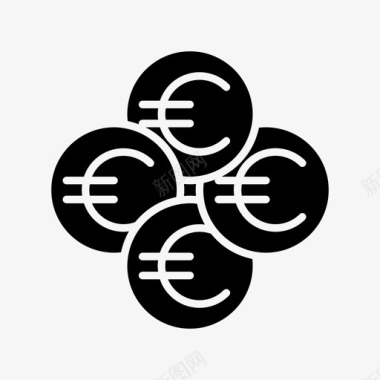 欧元硬币金融图标图标