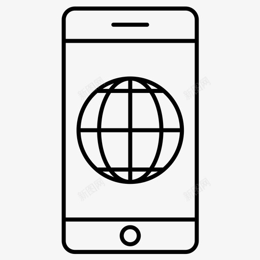 智能手机地球仪图标svg_新图网 https://ixintu.com 互联网 地球仪 常规 手机 智能 线路 营销