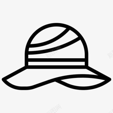 帽子海滩时尚图标图标