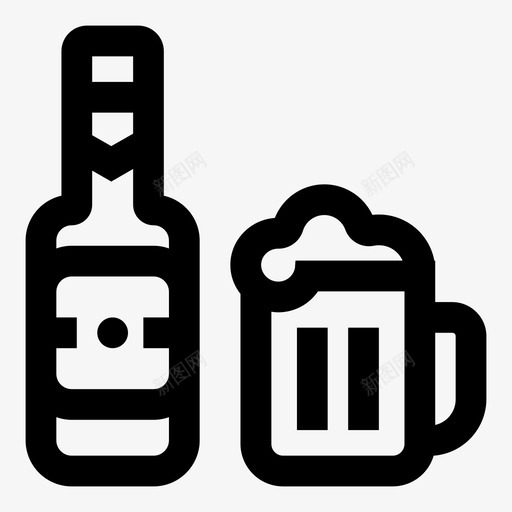 啤酒酒吧啤酒瓶图标svg_新图网 https://ixintu.com 啤酒 啤酒杯 啤酒瓶 啤酒节 玻璃 酒吧 黑线