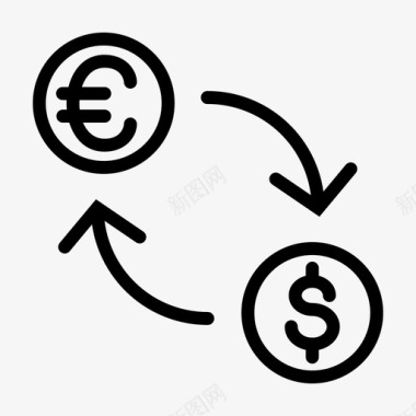 欧元兑美元货币金融业务图标图标