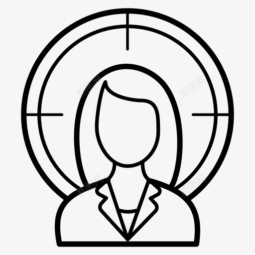 目标客户女性焦点图标svg_新图网 https://ixintu.com 业务 图标 女士 女性 客户 焦点 目标 线图