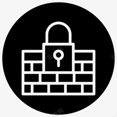 数据隐私防火墙锁图标图标