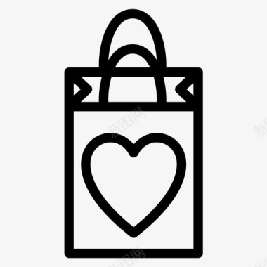 购物购物袋心形图标图标