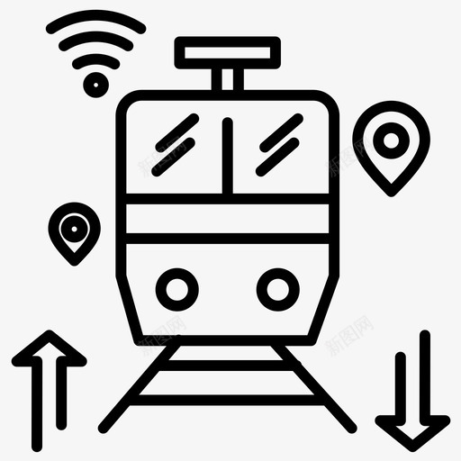 火车地铁导航图标svg_新图网 https://ixintu.com 地铁 导航 智能技术加粗线条集4 火车 黑白