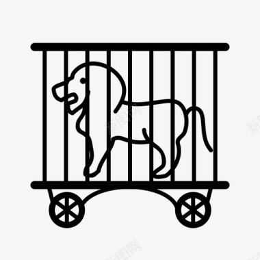 笼子里的狮子动物马戏团图标图标