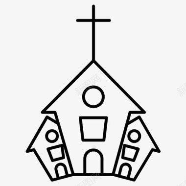 教堂建筑万圣节图标图标