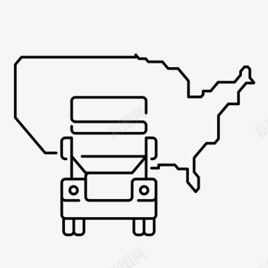 美国卡车运输物流长途运输图标图标