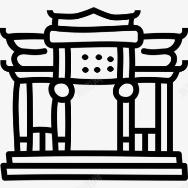 寺庙建筑中国图标图标