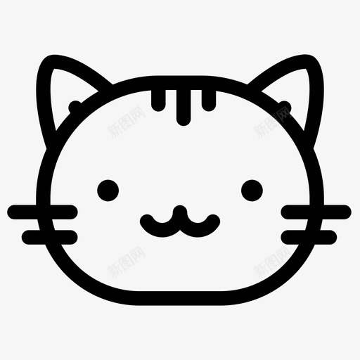 猫脸卡瓦伊小猫图标svg_新图网 https://ixintu.com 卡瓦 图标 宠物 小猫 猫脸