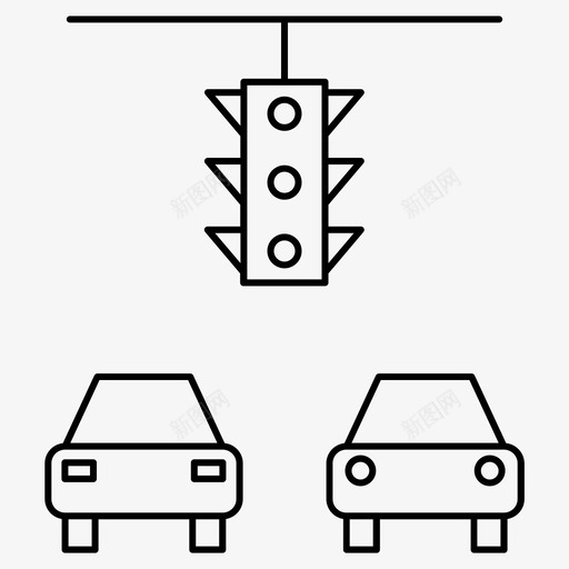 汽车汽车信号道路信号图标svg_新图网 https://ixintu.com 交通 交通控制 城市元素细线集33 汽车 汽车信号 红绿灯 道路信号