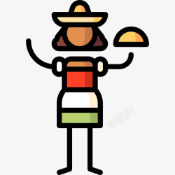 墨西哥餐厅墨西哥餐厅68号餐厅线性颜色图标高清图片